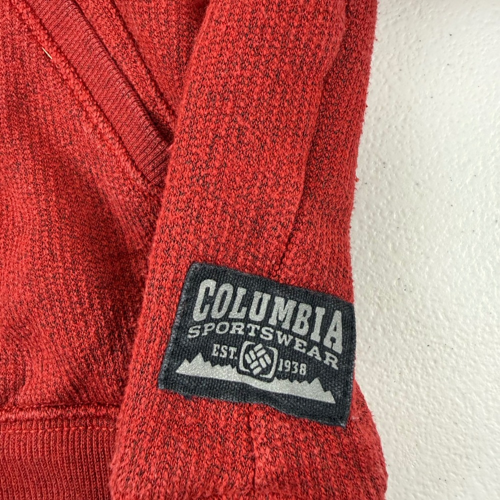 Columbia Mens Red Heathered Sweater Fleece Quarter Zip Pullover Jacket Large - Picture 5 of 9